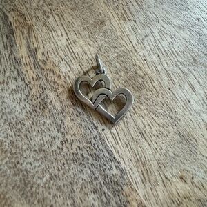 James Avery Sterling Silver Retired Cupid Double Heart Charm